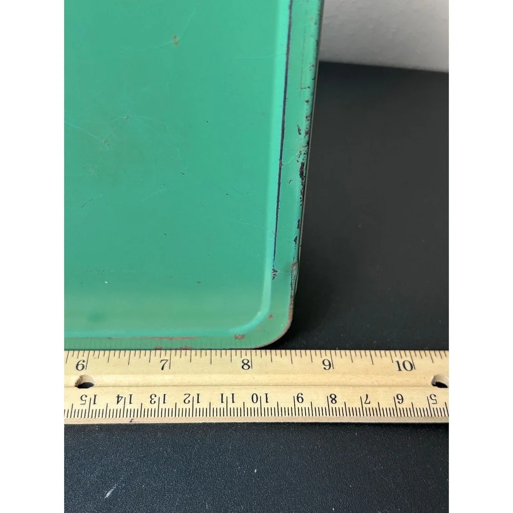 Vintage Metal Lunch Box Kids Retro Sea Foam Green Carry‎ Case Toy Storage 60s